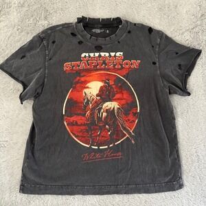 Abercrombie Fitch Chris Stapleton Soft AF Crop Distressed Band Tee Country XS